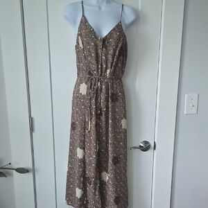 Sienna Sky Cream and Brown Spaghetti Strap Sundress